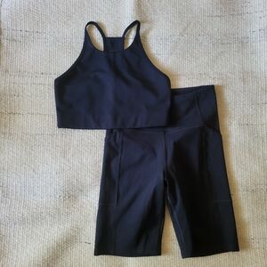 Girlfriend Collective Collette Halter Bra & High-Rise Pocket Bike Short Set